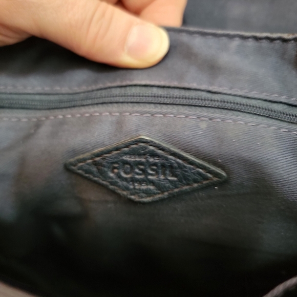 Fossil Rumi Navy Leather, Blue, Burgundy Suede with Pink Accent Crossbody - Picture 9 of 13